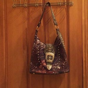 Camo jeweled purse with belt strap